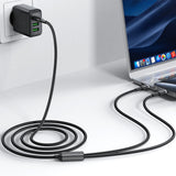 Cablu Acefast 2in1 (C22-02), Fast Charge, Type-C to 2x Type-C, 100W, 5A, Nylon Braid, CE, RoHS, EAC, 1.25m, Negru