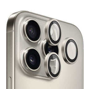 Folie de protectie Blueo Original Metal Frame Lens compatibil cu iPhone 16 Pro / iPhone 16 Pro Max, Natural Titanium