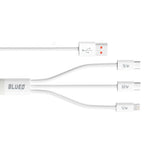 Cablu Blueo 3in1, USB to 2x Type-C, Lightning, Fast Charging, Nylon Braided, 60W, 1.2m, Alb