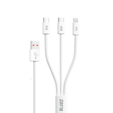 Cablu Blueo 3in1, USB to 2x Type-C, Lightning, Fast Charging, Nylon Braided, 60W, 1.2m, Alb