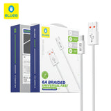 Cablu Blueo Data Cable, USB-A to Type-C, Braided, Fast Charging, 6A, 1.5m, Alb
