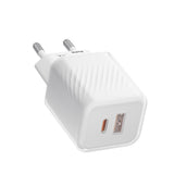 Incarcator Blueo Dual Port, 1x USB, 1x Type-C, GaN Technology, Fast Charge, Elegant Finish, PD3.0, 35W, Alb