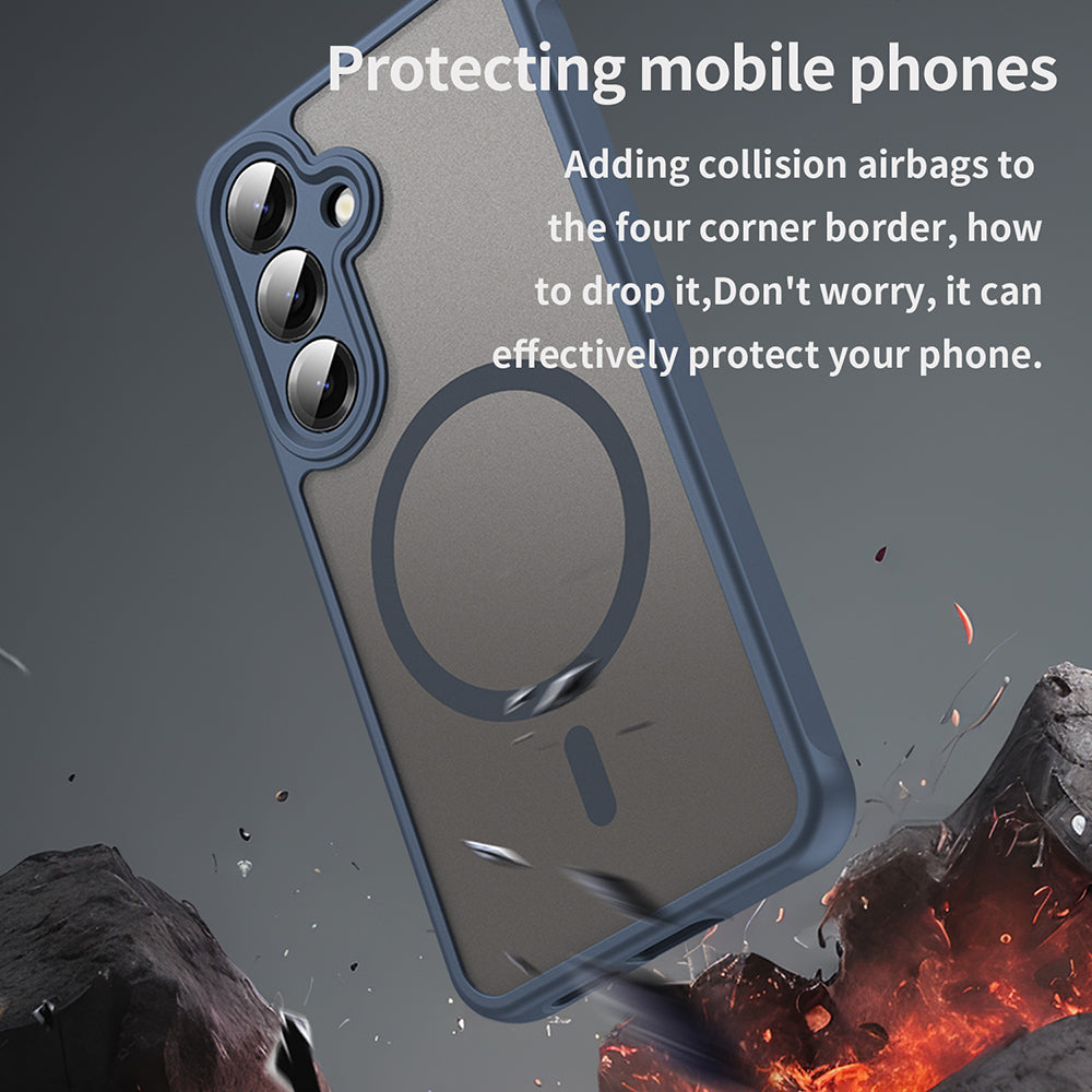 Husa de protectie Techsuit HaloFrost II MagSafe compatibil cu Samsung Galaxy S25 FE, Bleumarin