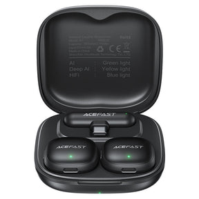 Casti Acefast Wireless Lavalier Microphones (R1), Type-C, 360° Pickup Range, Noise Reduction, 750mAh, Ultra-low Latency, Negru
