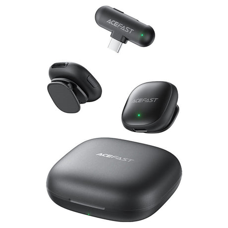 Casti Acefast Wireless Lavalier Microphones (R1), Type-C, 360° Pickup Range, Noise Reduction, 750mAh, Ultra-low Latency, Negru