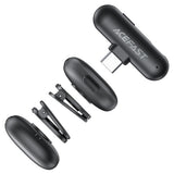 Casti Acefast Wireless Lavalier Microphones (R1), Type-C, 360° Pickup Range, Noise Reduction, 750mAh, Ultra-low Latency, Negru
