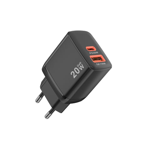 Incarcator Techsuit Duonix20W (CH2), Type-C, USB, Dual Travel Charger 20W, Negru