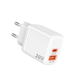 Incarcator Techsuit Duonix20W (CH2), Type-C, USB, Dual Travel Charger 20W, Alb