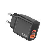 Incarcator Techsuit Duonix30W (CH1), Type-C, USB, Dual Travel Charger 30W, Negru