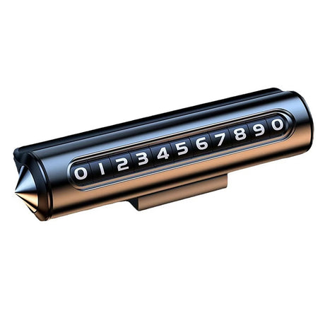 Gadget Techsuit Premium Phone Number Plate ResQTag (SN3), Temporary Parking Sign for Dashboard, with Adhesive, Zinc Alloy, Gri