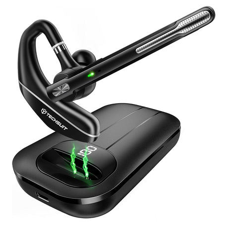 Casti Techsuit Premium Bluetooth Headset Hearyo (A6L), HandsFree, ENC, Dual-Mic, Bluetooth 5.3, 1000mAh, 96hrs, Negru