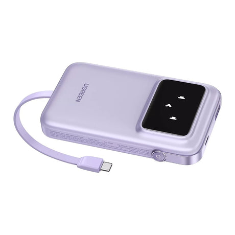 Baterie externa Ugreen PB511 (35604B), USB, Type-C with Built-in Cable, 10000mAh, 30W, Mov