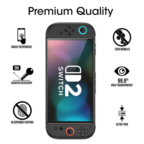 Accesoriu gaming Techsuit (set de 2) Premium Tempered Glass SwitchAura with Applicator (NS1), for Nintendo Switch 2, 9H Resistant, Transparent