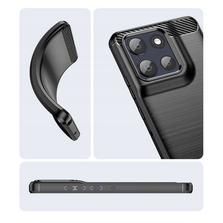 Husa de protectie Techsuit Carbon Silicone compatibil cu Motorola Moto G86, Negru