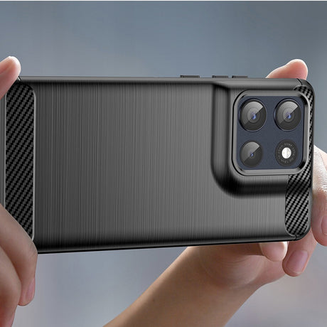 Husa de protectie Techsuit Carbon Silicone compatibil cu Motorola Moto G86, Negru