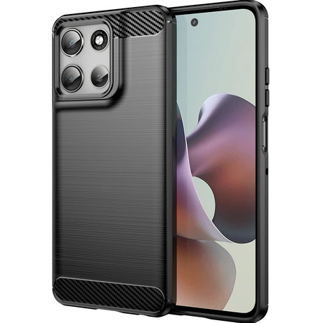Husa de protectie Techsuit Carbon Silicone compatibil cu Motorola Moto G56, Negru