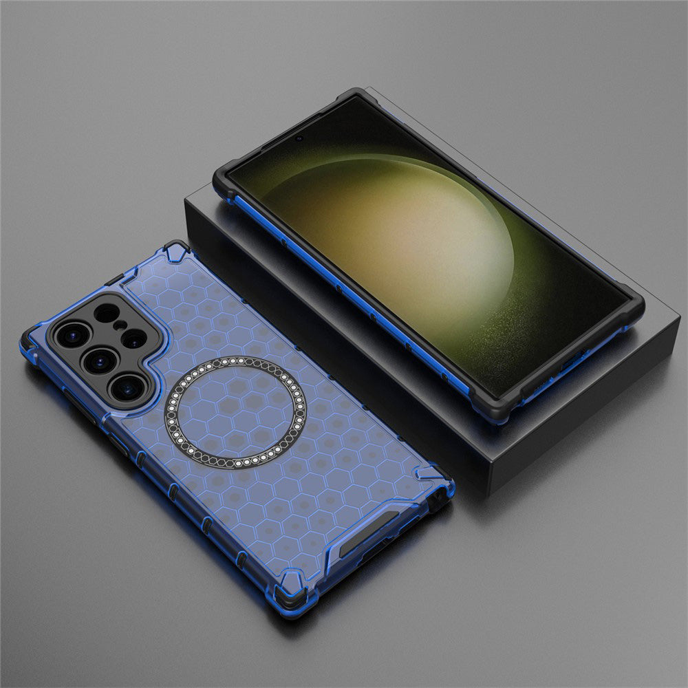 Husa de protectie Techsuit HoneyComb Shield MagSafe compatibil cu Samsung Galaxy S25 Ultra, Albastru