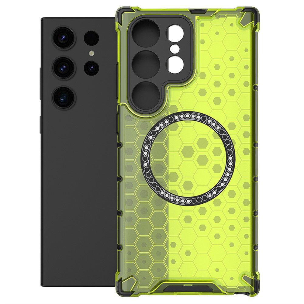 Husa de protectie Techsuit HoneyComb Shield MagSafe compatibil cu Samsung Galaxy S25 Ultra, Verde Lime