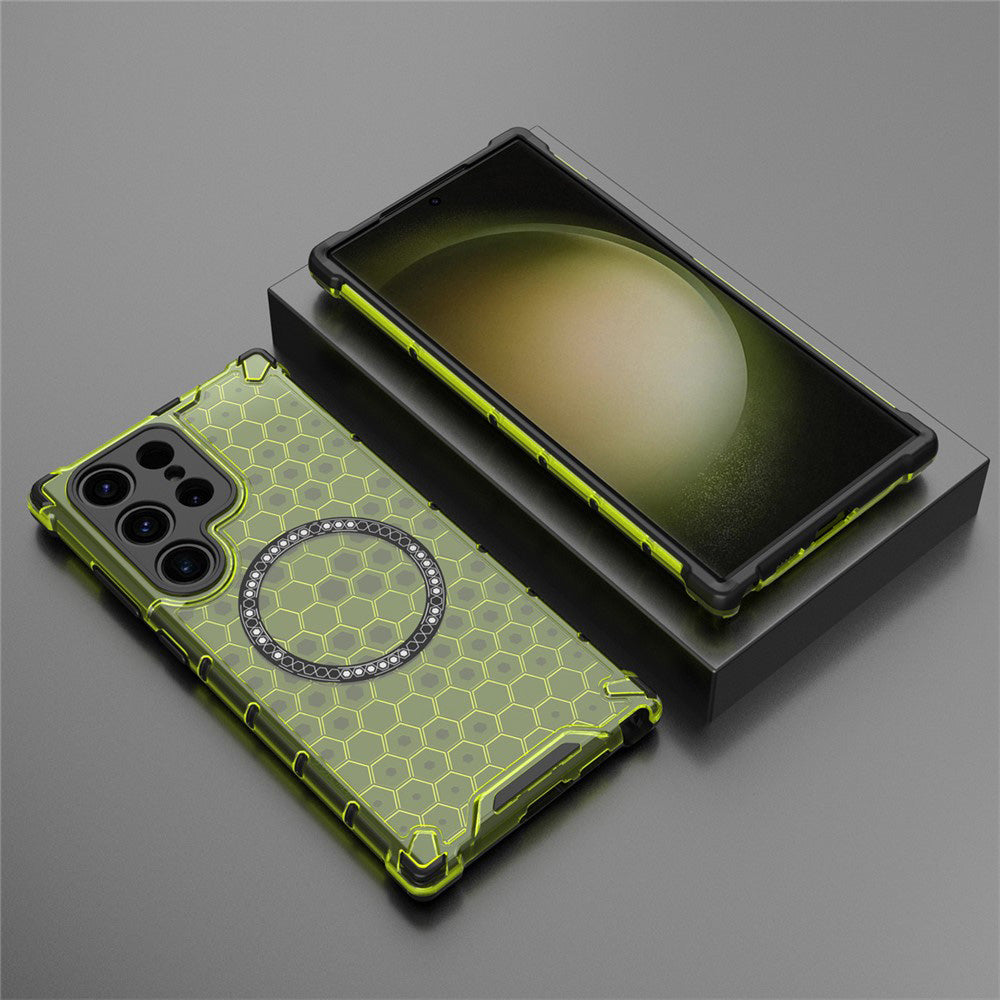 Husa de protectie Techsuit HoneyComb Shield MagSafe compatibil cu Samsung Galaxy S25 Ultra, Verde Lime