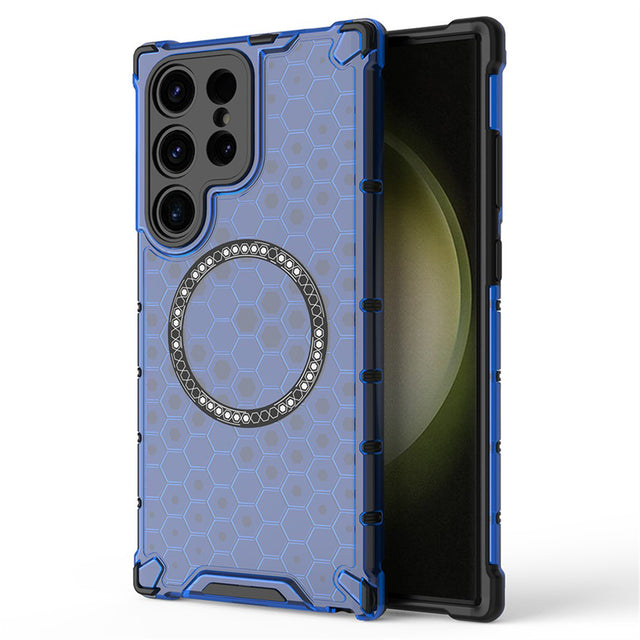 Husa de protectie Techsuit HoneyComb Shield MagSafe compatibil cu Samsung Galaxy S24 Ultra, Albastru