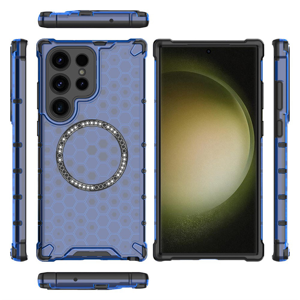 Husa de protectie Techsuit HoneyComb Shield MagSafe compatibil cu Samsung Galaxy S24 Ultra, Albastru