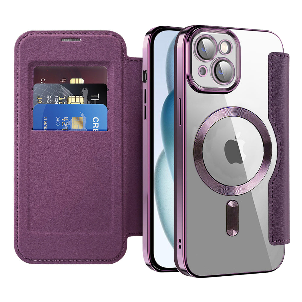 Husa de protectie Techsuit SmartMag Book compatibil cu iPhone 15 Plus, Mov