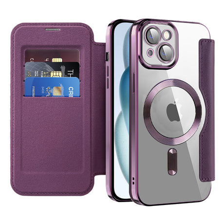 Husa de protectie Techsuit SmartMag Book compatibil cu iPhone 15 Plus, Mov