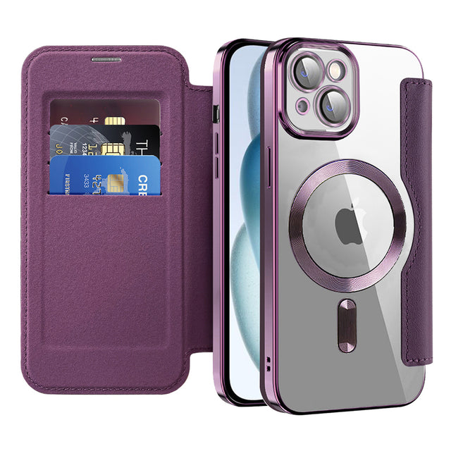 Husa de protectie Techsuit SmartMag Book compatibil cu iPhone 15 Plus, Mov