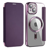 Husa de protectie Techsuit SmartMag Book compatibil cu iPhone 15 Plus, Mov