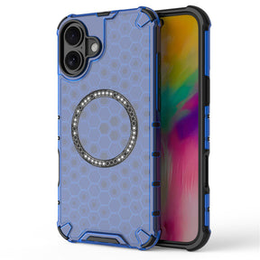 Husa de protectie Techsuit HoneyComb Shield MagSafe compatibil cu iPhone 16, Albastru