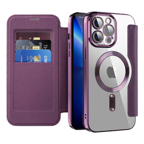 Husa de protectie Techsuit SmartMag Book compatibil cu iPhone 13 Pro Max, Mov