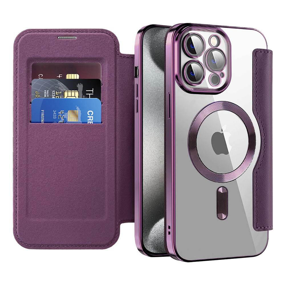 Husa de protectie Techsuit SmartMag Book compatibil cu iPhone 15 Pro, Mov