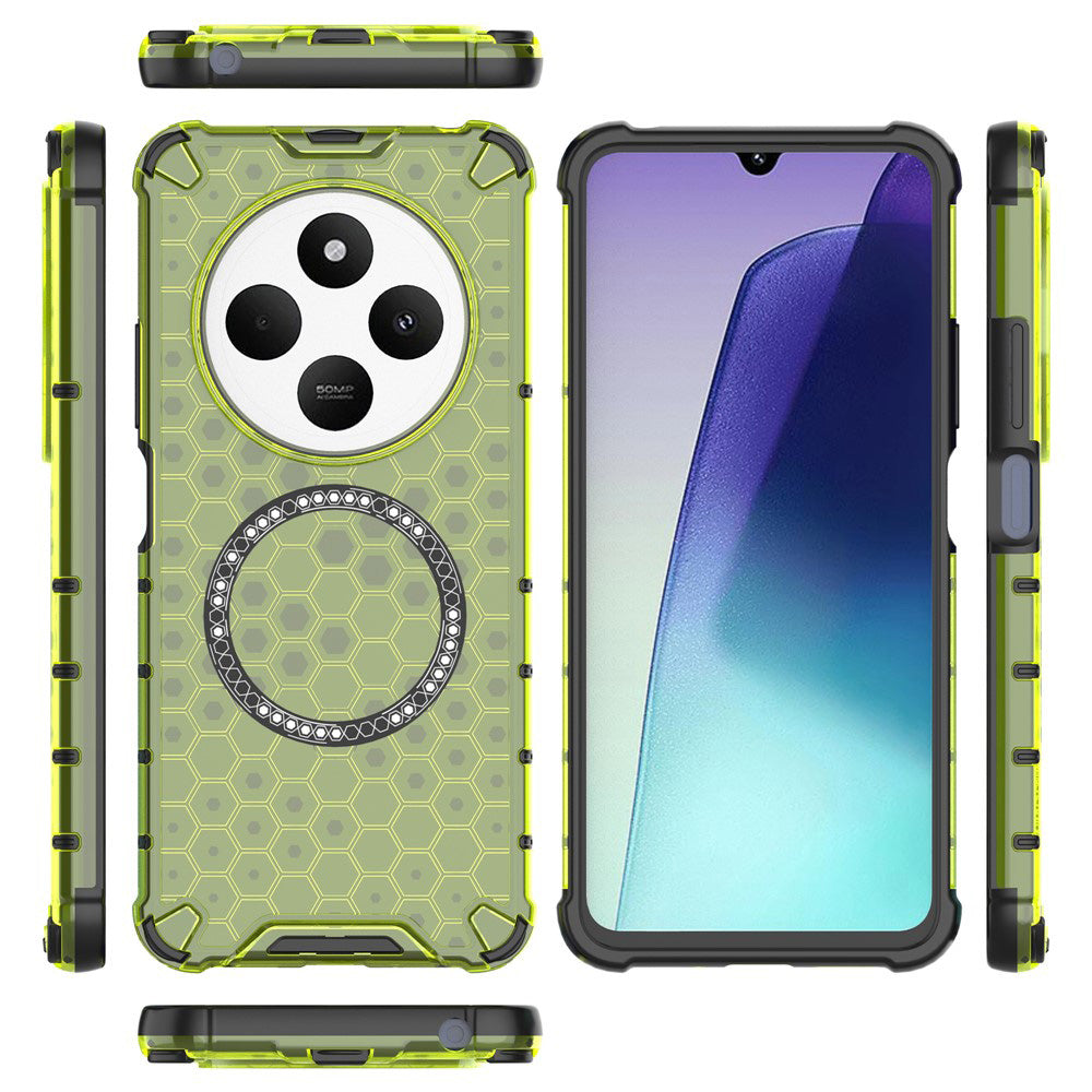 Husa de protectie Techsuit HoneyComb Shield MagSafe compatibil cu Xiaomi Redmi 14C / Poco C75, Verde Lime