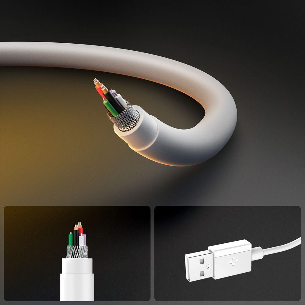 Cablu Spigen Essential EB6020AC (ACA08716), Fast Charging, USB to Type-C, 60W, 480Mbps, 2m, Alb