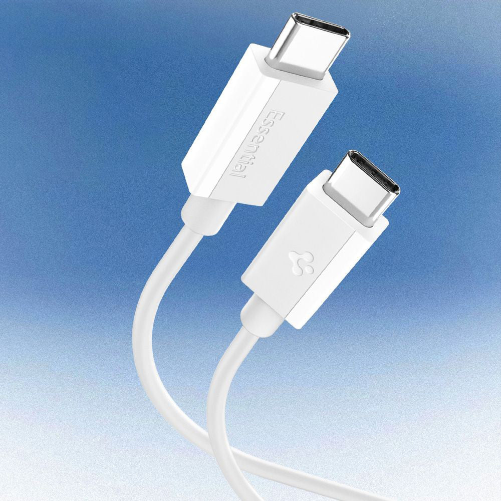 Cablu Spigen Essential EB6020CC (ACA08719), Fast Charging, 2x Type-C, 60W, 480Mbps, 2m, Alb