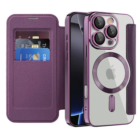 Husa de protectie Techsuit SmartMag Book compatibil cu iPhone 16 Pro Max, Mov