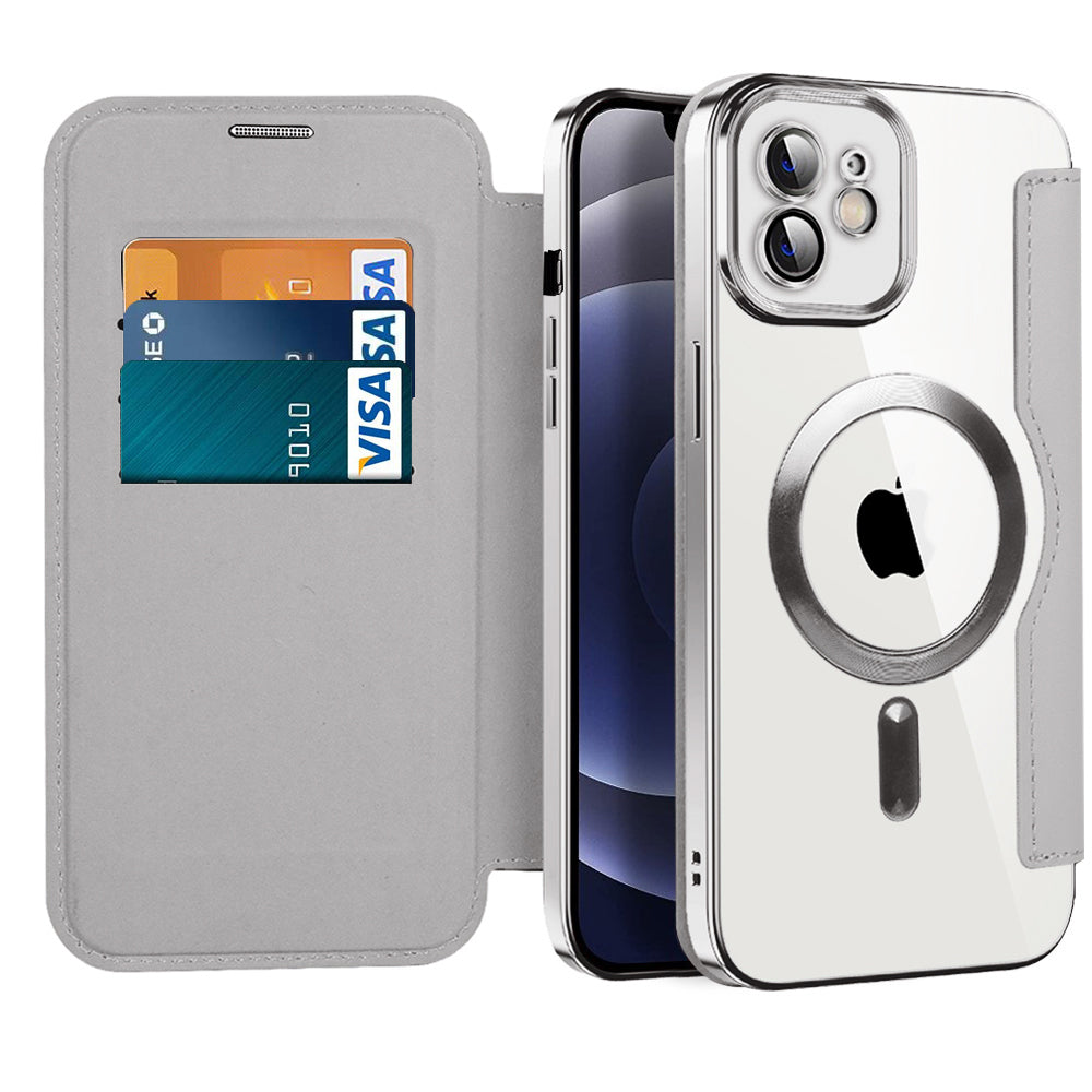 Husa de protectie Techsuit SmartMag Book compatibil cu iPhone 12, Gri