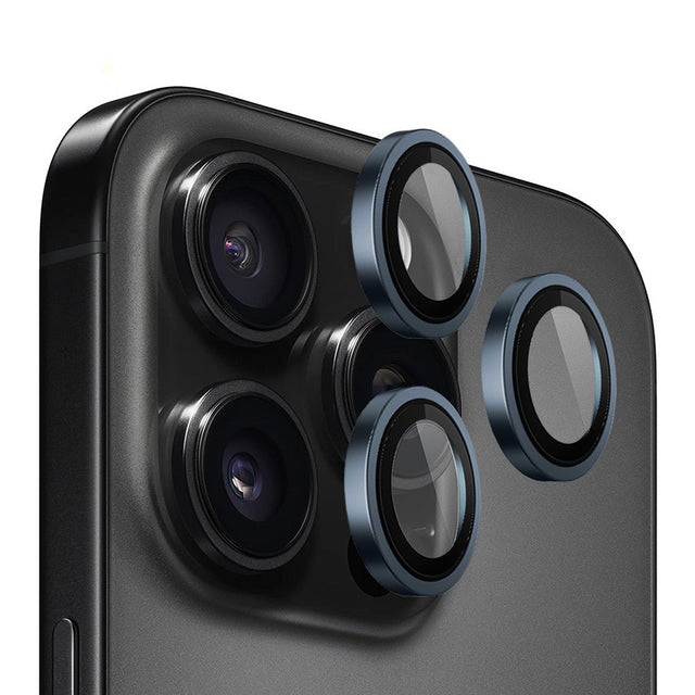 Folie de protectie Blueo Original Metal Frame Lens compatibil cu iPhone 15 Pro Max, Albastru