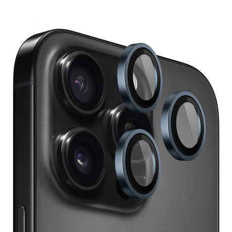 Folie de protectie Blueo Original Metal Frame Lens compatibil cu iPhone 15 Pro, Albastru