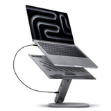 Suport Spigen Laptop LD204H (AMP08885), with Built-in Hub 2x USB, 3x Type-C, HDMI, 360° Rotation, Adjustable, Secure Grip, Argintiu