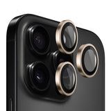 Folie de protectie Blueo Original Metal Frame Lens compatibil cu iPhone 16 Pro / iPhone 16 Pro Max, Auriu En Titanium