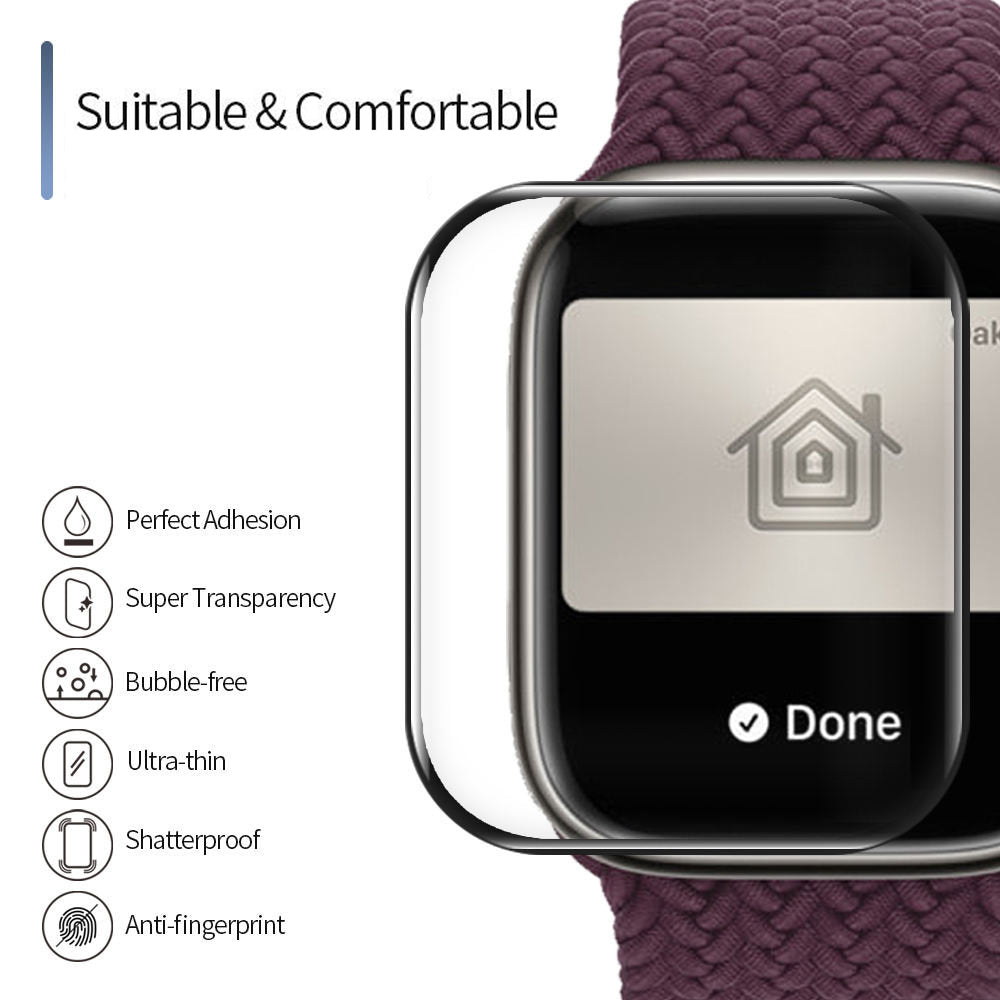 Folie de protectie smartwatch Blueo High Molecule Screen Protector with Dust Removal Locator compatibil cu Apple Watch 4/5/6/SE/SE 2 (40mm), Negru