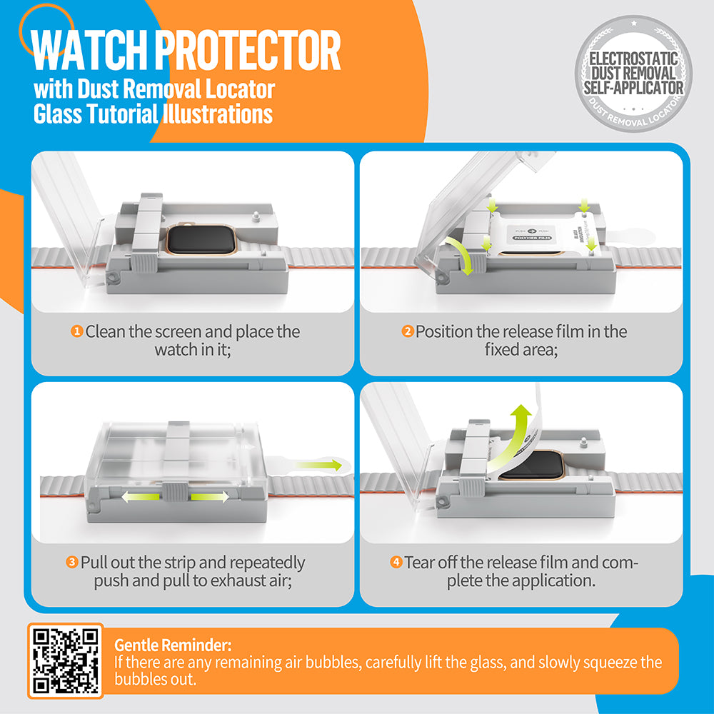 Folie de protectie smartwatch Blueo High Molecule Screen Protector with Dust Removal Locator compatibil cu Apple Watch 4/5/6/SE/SE 2 (40mm), Negru