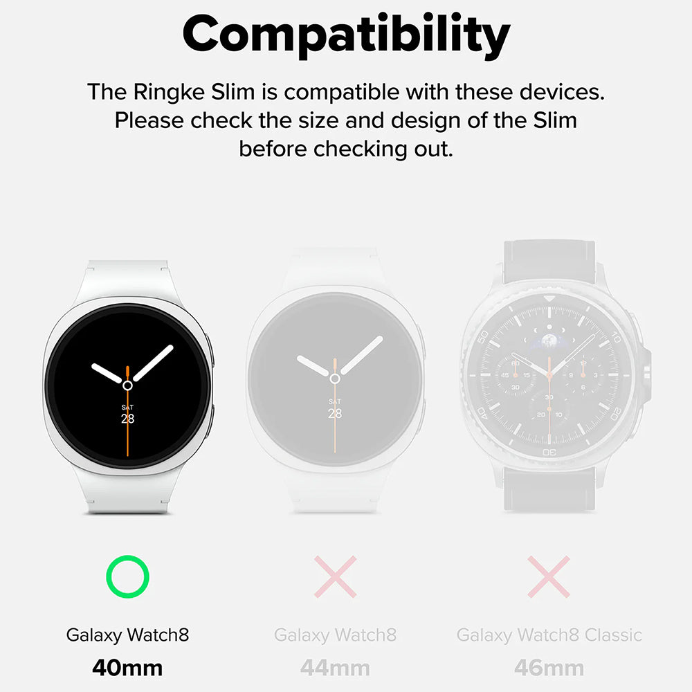 Husa de protectie smartwatch Ringke (set de 2) Slim Case compatibil cu Samsung Galaxy Watch8 40mm, Transparent / Matte Black