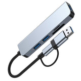 Hub/Dock Techsuit Docking Station DataBridge 5 in 1 (H7), USB, Type-C to USB 3.0, 2x USB 2.0, SD/TF Card, Gri
