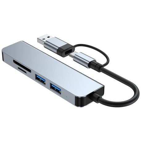 Hub/Dock Techsuit Docking Station DataBridge 5 in 1 (H7), USB, Type-C to USB 3.0, 2x USB 2.0, SD/TF Card, Gri