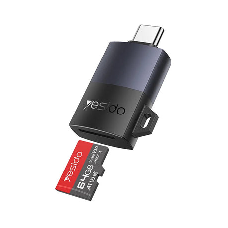 Stocare Yesido Card Reader (GS37), Type-C, High-speed, Aluminum Alloy, Support 1TB, Plug and Play, TF Card, Negru