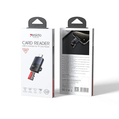 Stocare Yesido Card Reader (GS37), Type-C, High-speed, Aluminum Alloy, Support 1TB, Plug and Play, TF Card, Negru