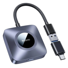 Gadget Yesido Wireless CarPlay Adapter (KM23), for Apple, with USB to Type-C Cable, Bluetooth V5.0, 1080P, Gri