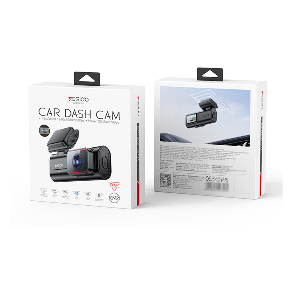 Gadget Yesido Dash Camera (KM21), Full HD 1080p, 145° Angle Range, 1.47" IPS Built-in Screen, Negru
